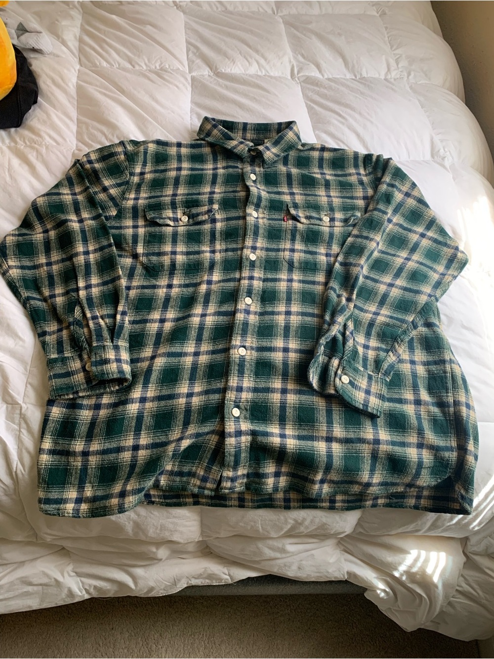Levi's Green and Cream Plaid Shirt